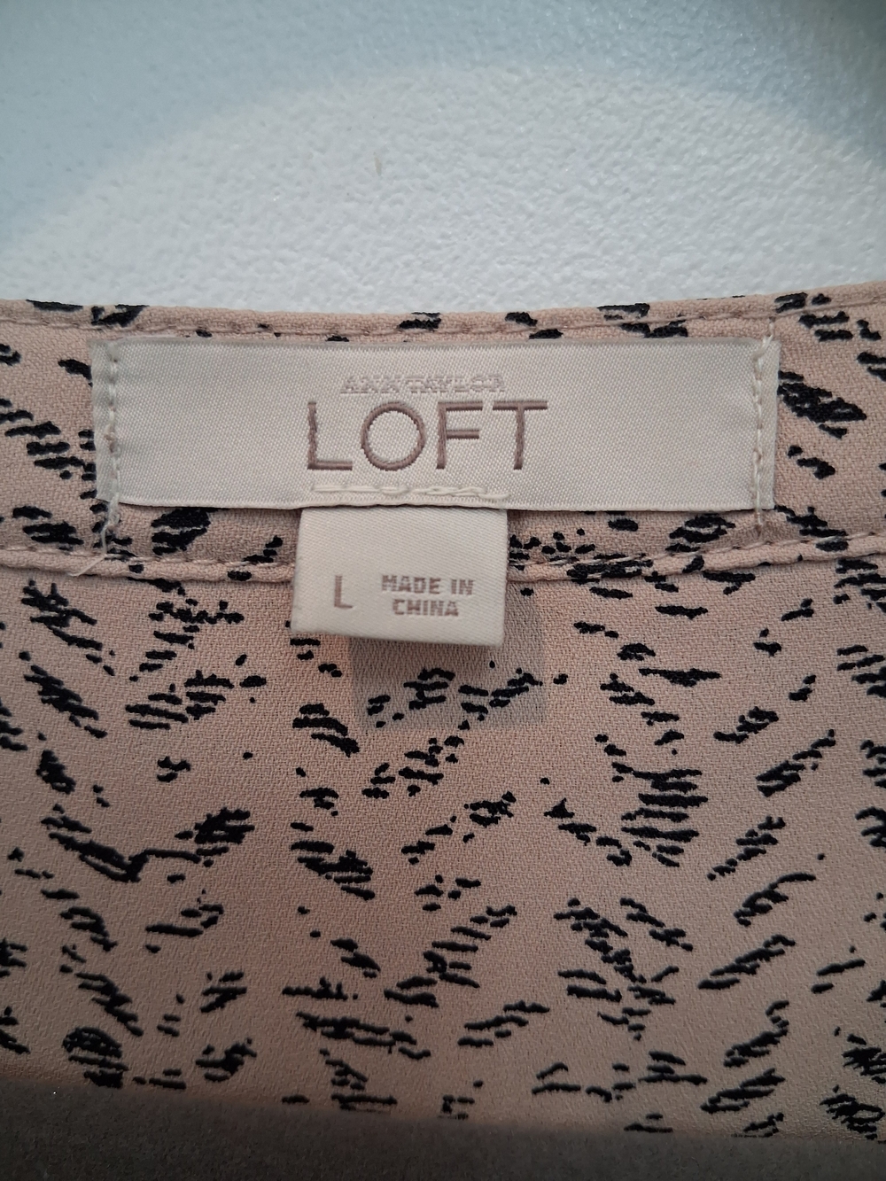LOFT Taupe Printed Long-Sleeve Romper - Picture 4 of 5